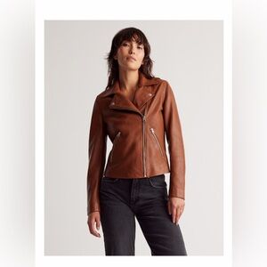 Quince Tan Leather Biker Jacket XS